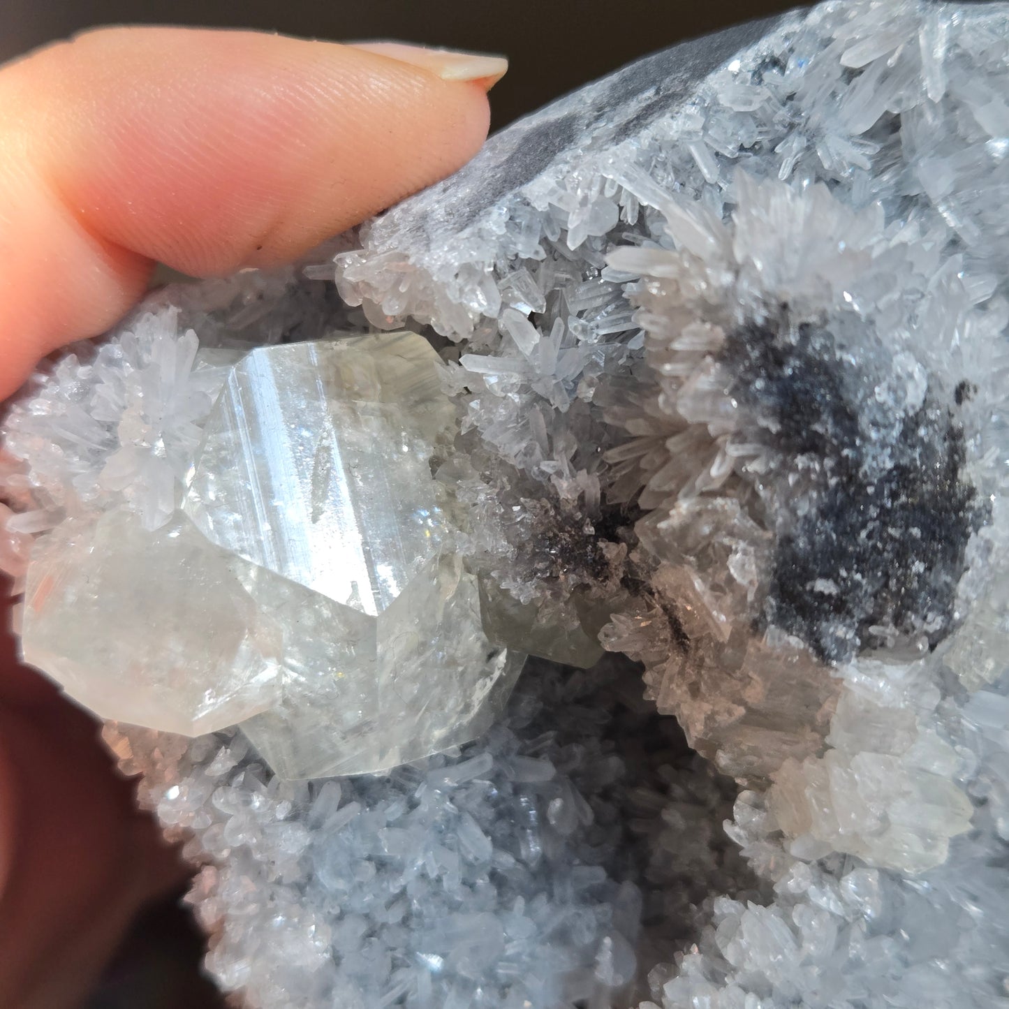 Benz Calcite with Needle Quartz